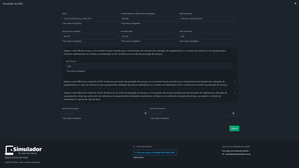 Simulador de Obras contratuais PJ NF Contrato